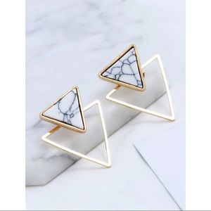 Double Triangle Design Stud Earrings